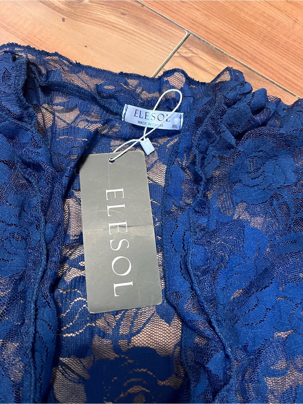 Lace Kimono Cardigan - Royal Blue - Picture 3 of 6